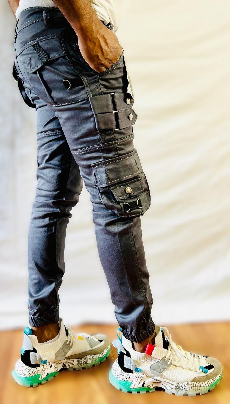 Slim Fit Grey Cargo Pants - Image 2