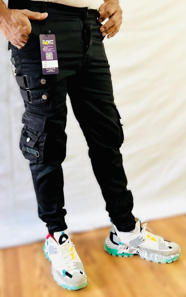 Slim Fit black Cargo Pants - Image 2