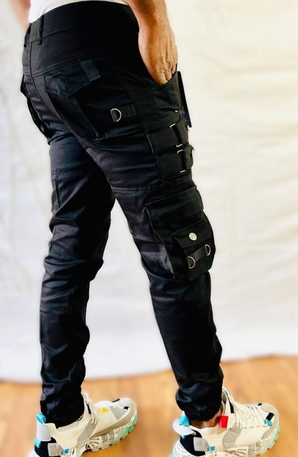 Slim Fit black Cargo Pants - Image 4