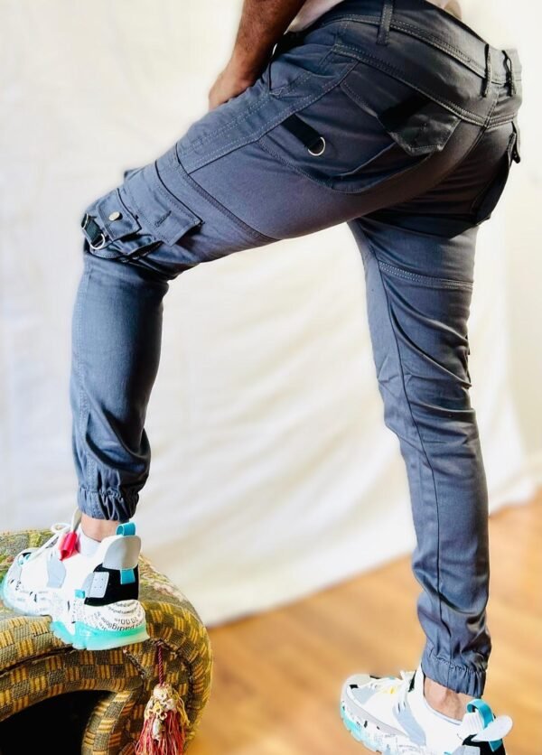 Slim Fit Grey Cargo Pants - Image 5