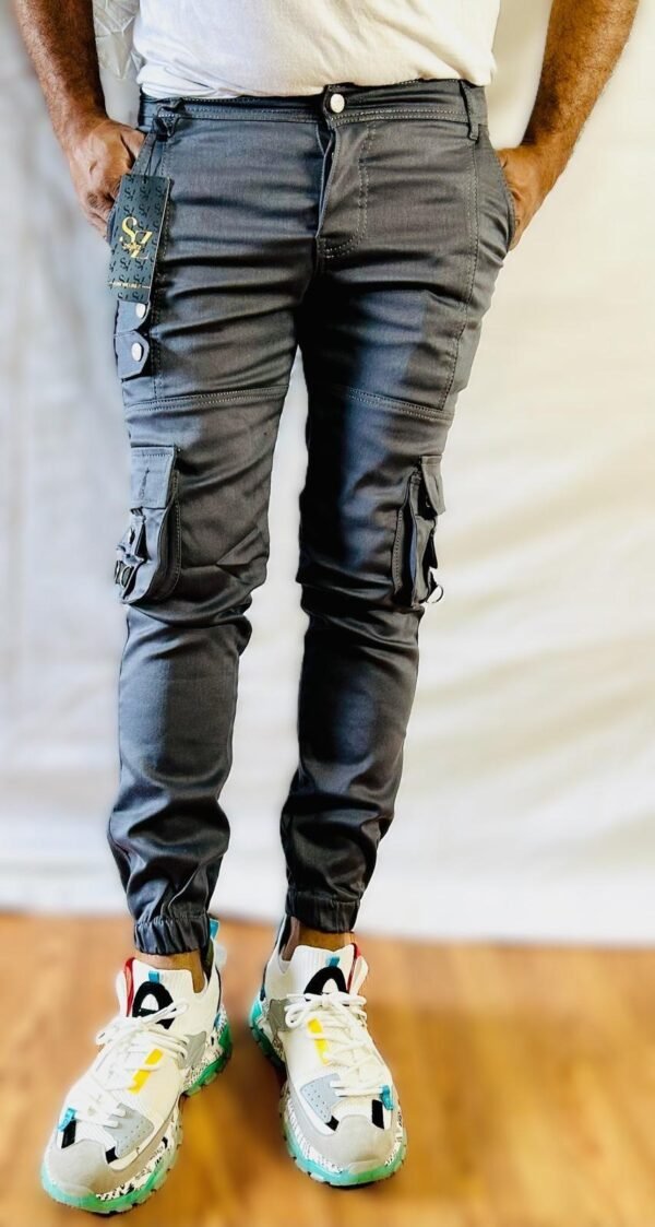 Slim Fit Grey Cargo Pants - Image 6