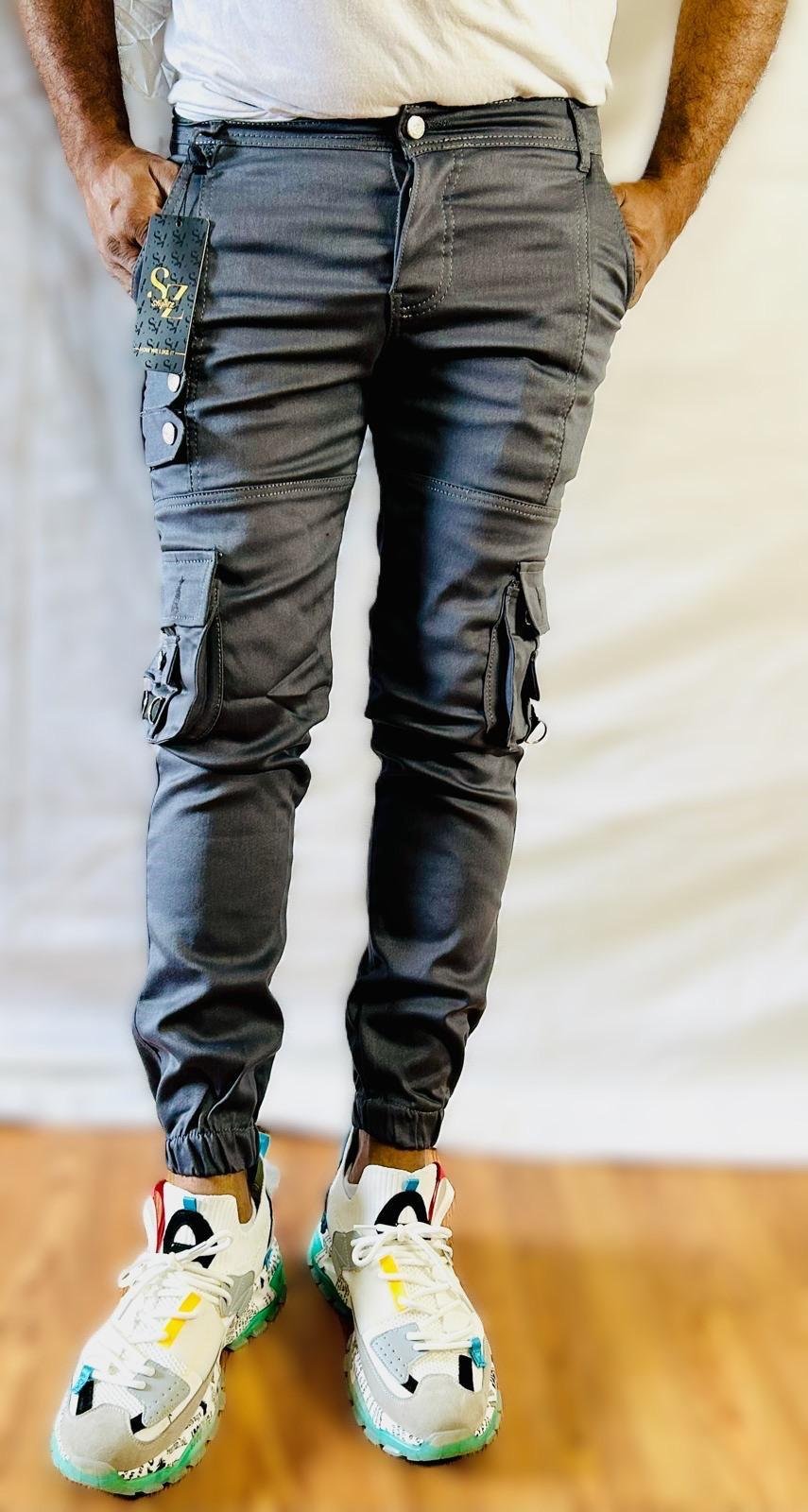 Slim Fit Grey Cargo Pants - Image 6