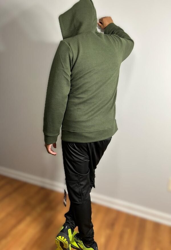 Deep Green heavy cotton bulge fabric hoodie - Image 5