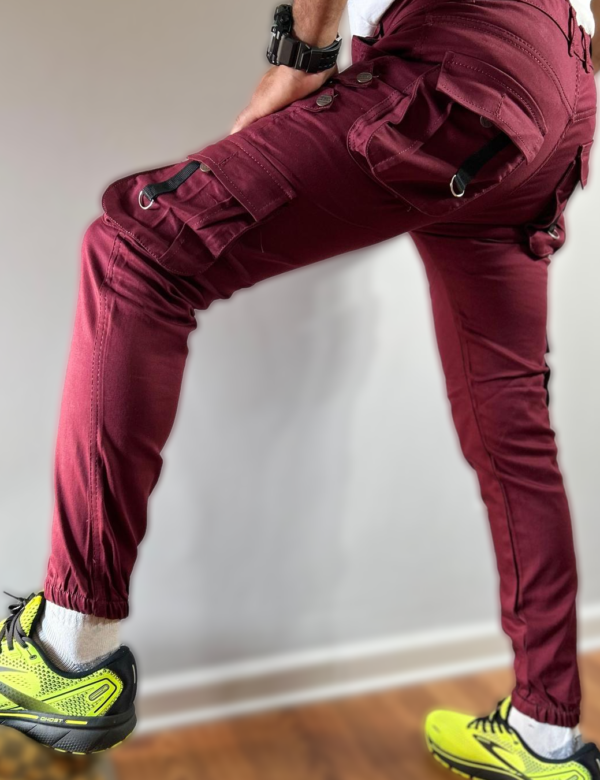 Slim Fit Maroon Cargo Pants - Image 6