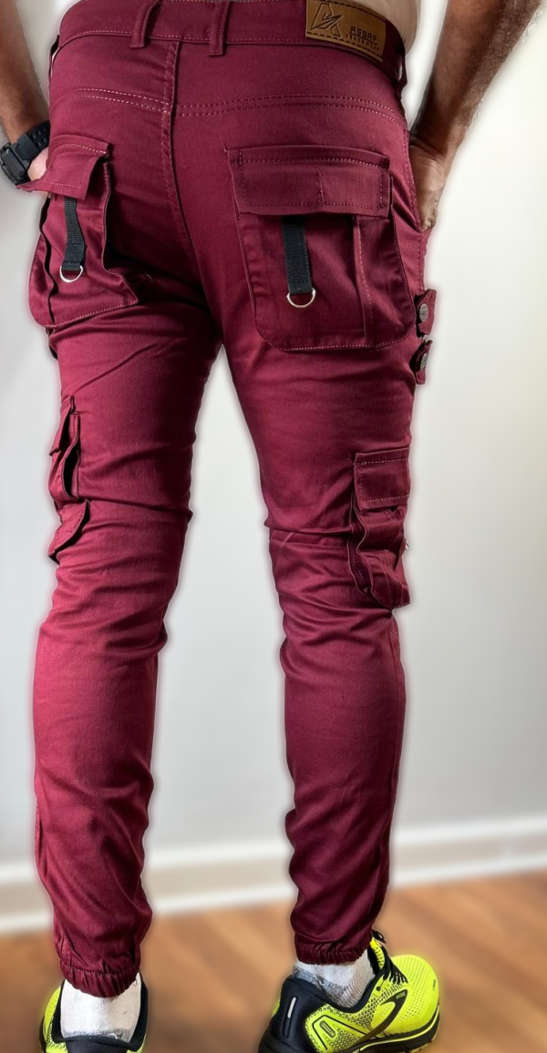 Slim Fit Maroon Cargo Pants - Image 4