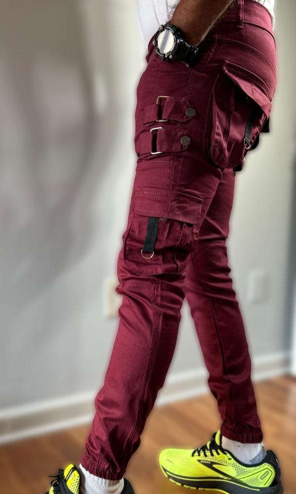 Slim Fit Maroon Cargo Pants