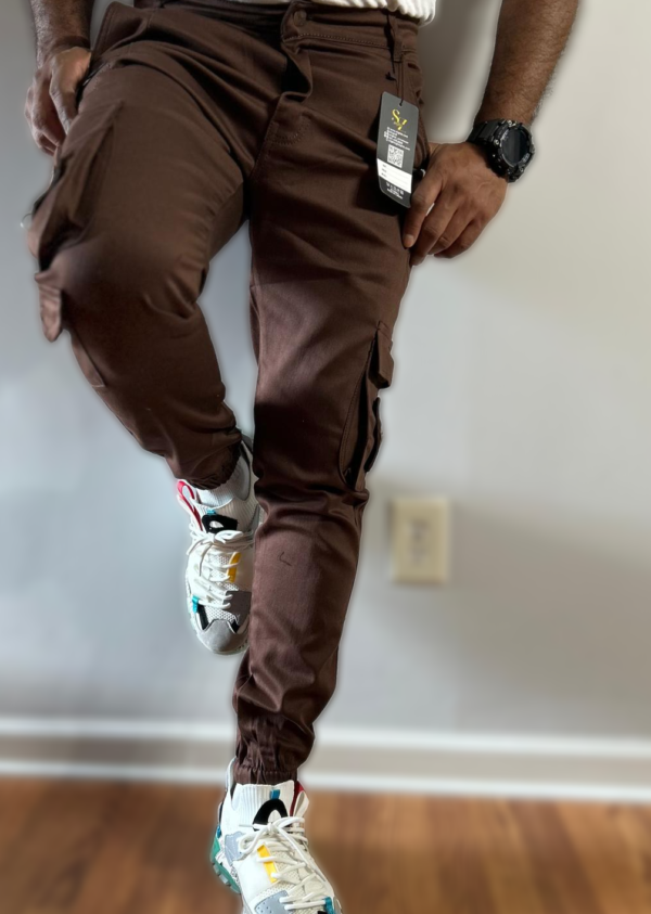 Slim Fit Brown Cargo Pants - Image 2