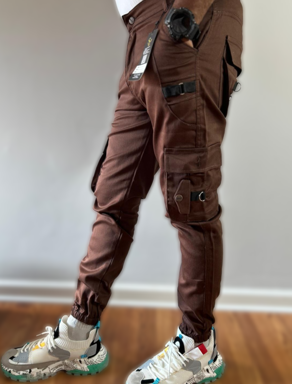 Slim Fit Brown Cargo Pants - Image 5