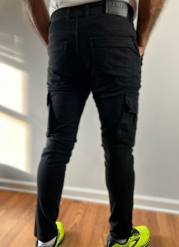 black Cargo denim Slim Fit Outdoor Pants - Image 2