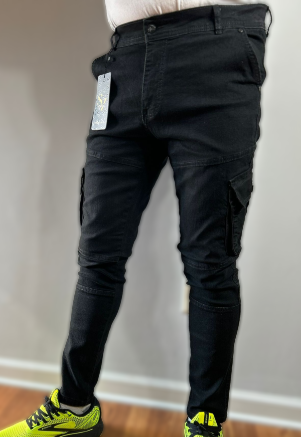 black Cargo denim Slim Fit Outdoor Pants - Image 3